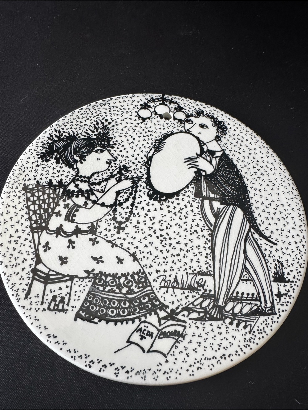 Bjorn Wiinblad Danish Modern September Month Plate Wall Plaque 5.5”
